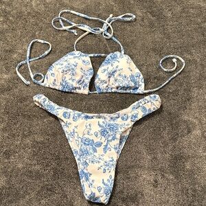 SHEIN Blue and White Floral Bikini